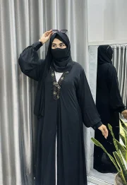 Classic Black Cherry Koti and Inner Abaya with Hijab