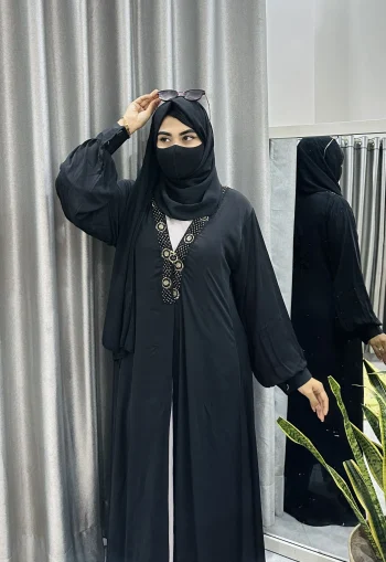 Classic Black Cherry Koti and Inner Abaya with Hijab