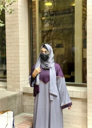 Zareen Two-Tone Jaffran Abaya With Hijab - Image 4