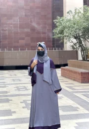 Zareen Two-Tone Jaffran Abaya With Hijab - Image 3