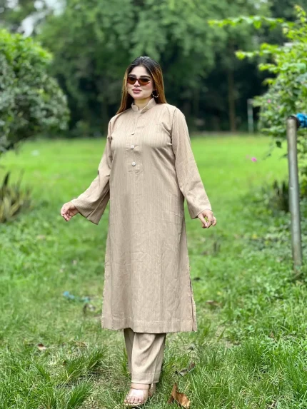 Luxury Sherjh Kameez Set- Beige Cream