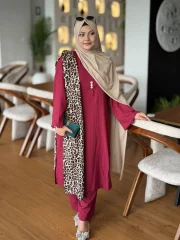 Zayra Luxe Co-ord Set- Maroon - 2 Pcs - Image 2