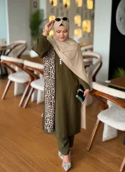 Zayra Luxe Co-ord Set- Olive - 2 pcs - Image 3
