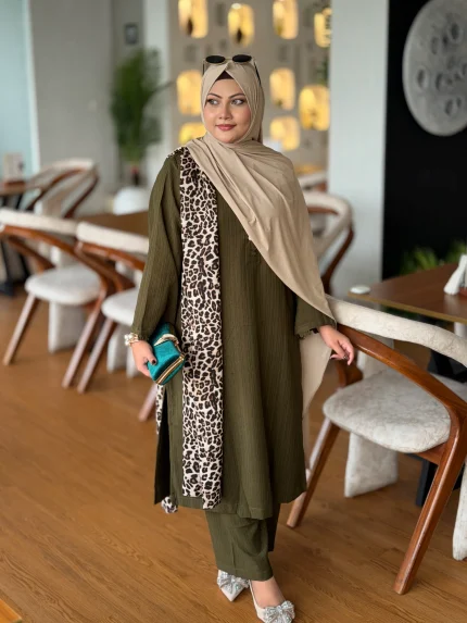 Zayra Luxe Co-ord Set- Olive - 2 pcs