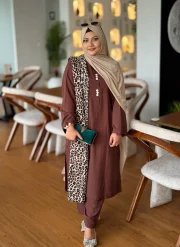 Zayra Luxe Co-ord Set- Coffee - 2 Pcs - Image 3