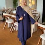 Zayra Luxe Co-ord Set- Navy Blue- 2 pcs